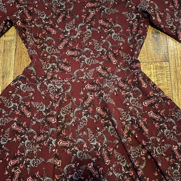 LuLaRoe Burgundy Floral Pattern Dress - Picture 2 of 4